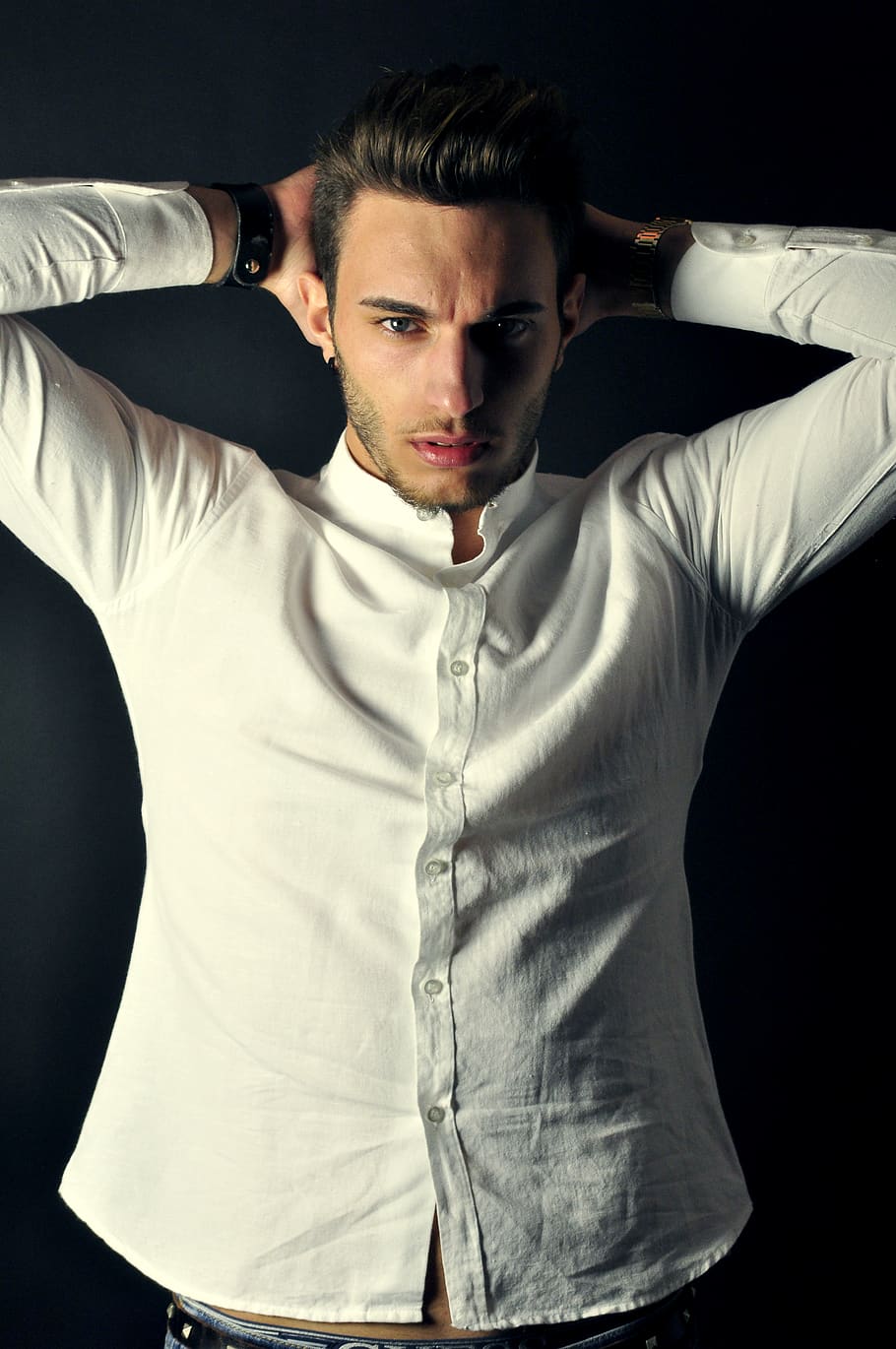 young adult, young men, looking at camera, one person, studio shot HD wallpaper