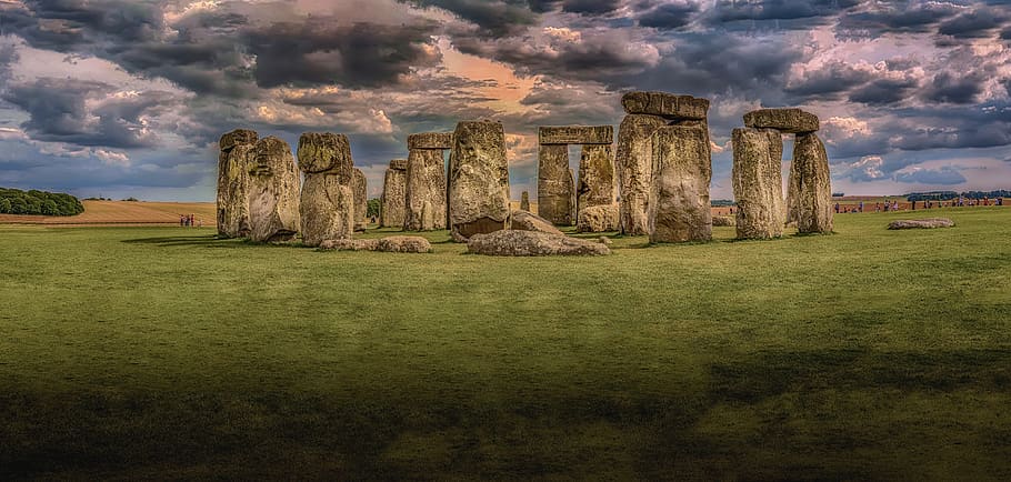 Stonehenge Under Nimbostratus Clouds, ancient, architecture, england, HD wallpaper