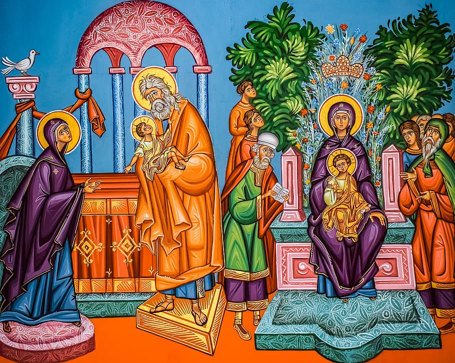 presentation of christ, ypapanti, virgin mary, jesus christ, HD wallpaper