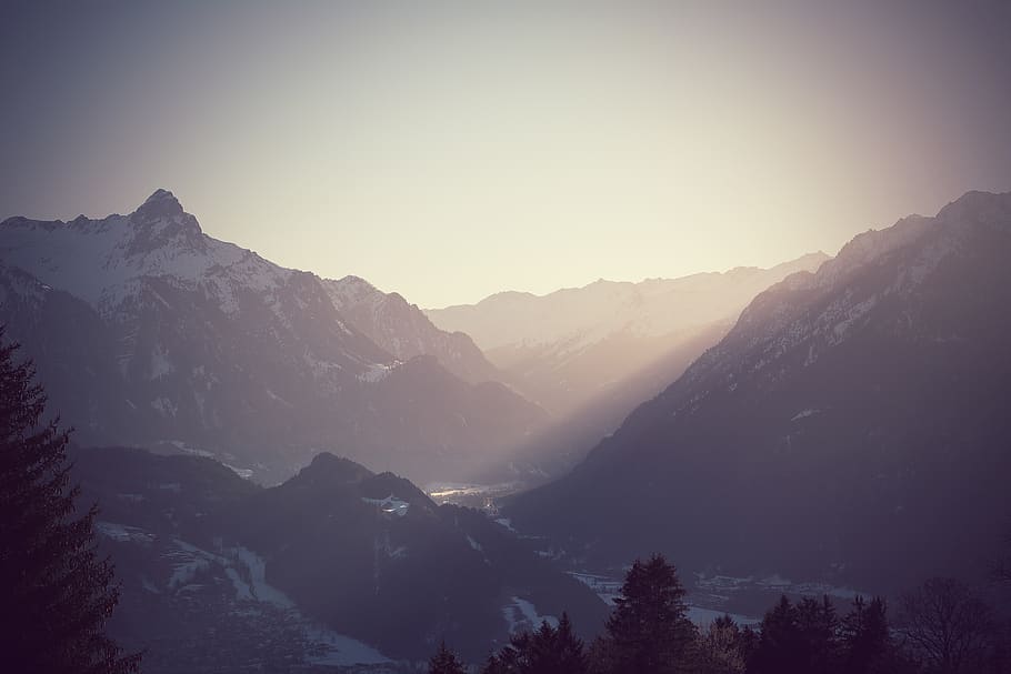 landscape, outlook, view, mountains, valley, mountain peaks HD wallpaper
