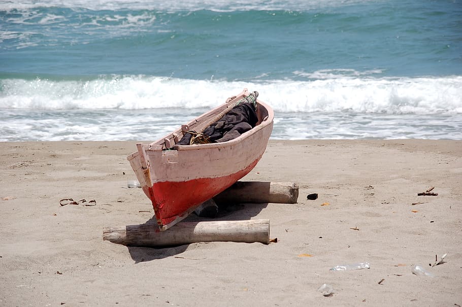 boat, canoeing, sea, beach, land, sand, water, nautical vessel HD wallpaper