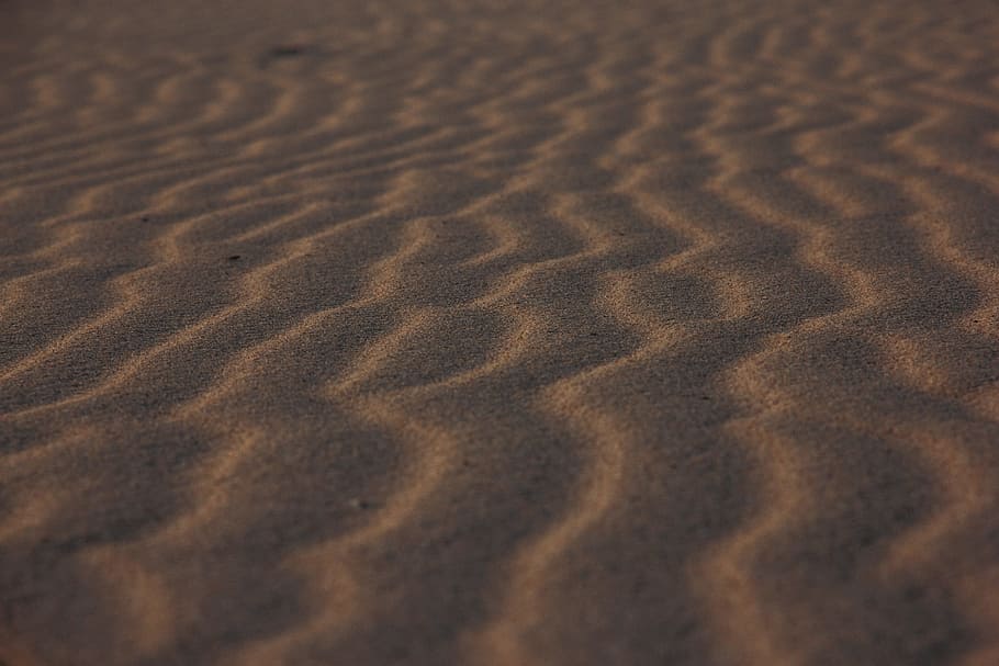brown dessert sand, desert, texture, ripple, nature, detail, orange HD wallpaper