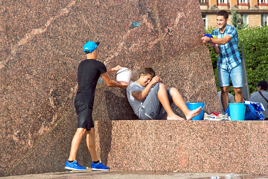 activity, boy, caucasian, cheerful, day, enjoying, fighting HD wallpaper