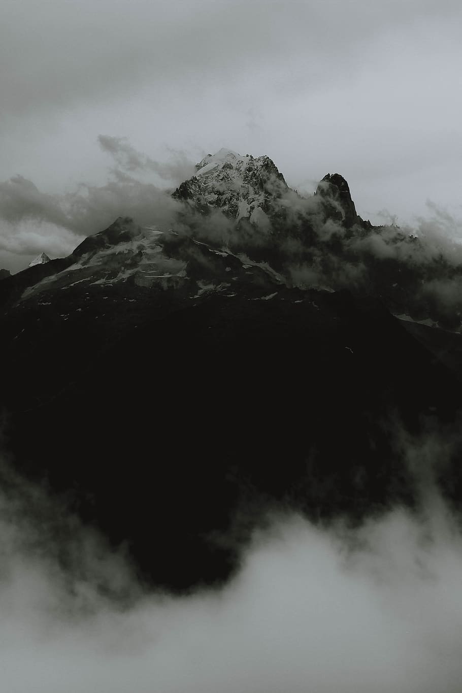 clouds by mountain top, nature, mountain range, outdoors, peak HD wallpaper