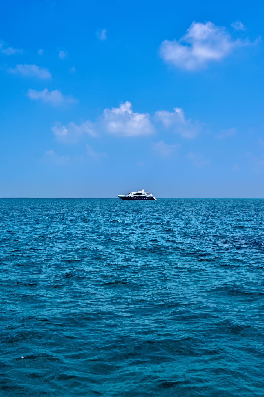 HD wallpaper: white ship on sea under blue sky, boat, ocean, nature, water  | Wallpaper Flare