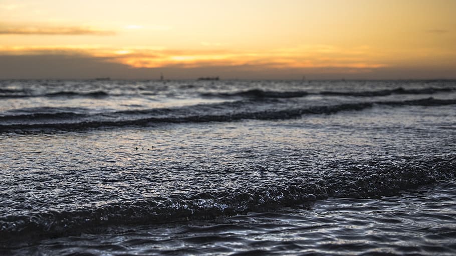sea wave under sunset, ocean, water, beach, coast, outdoors, nature HD wallpaper