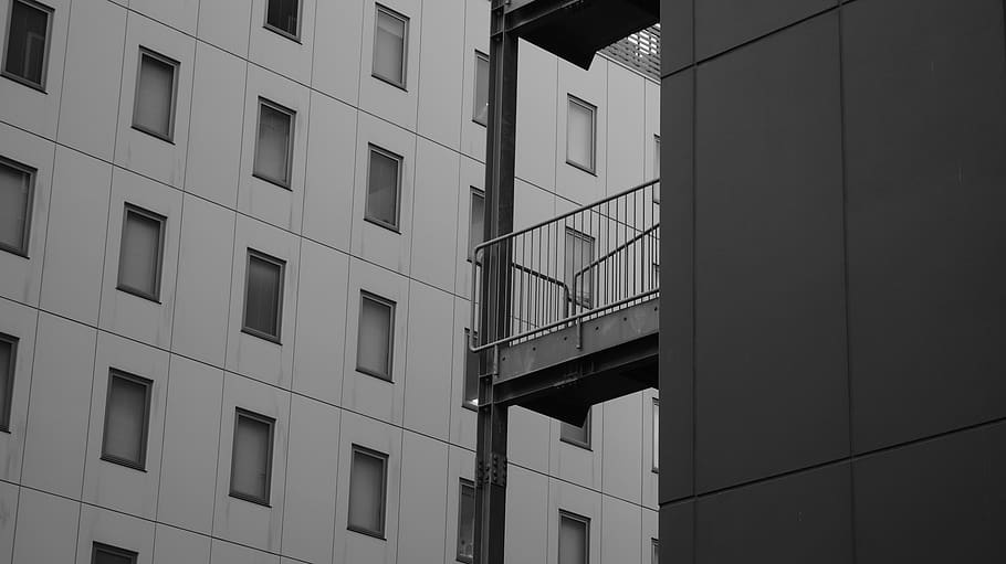 architecture, windows, buildings, modern, black, white, built structure HD wallpaper
