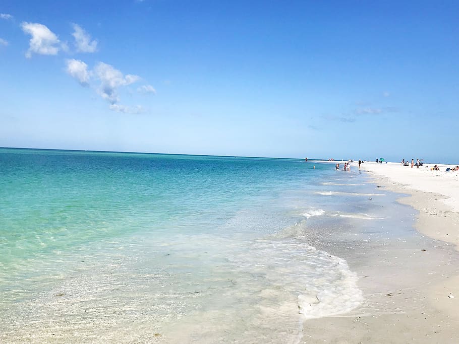ocean, beach, florida, sarasota, water, blue, clear, open sky, HD wallpaper