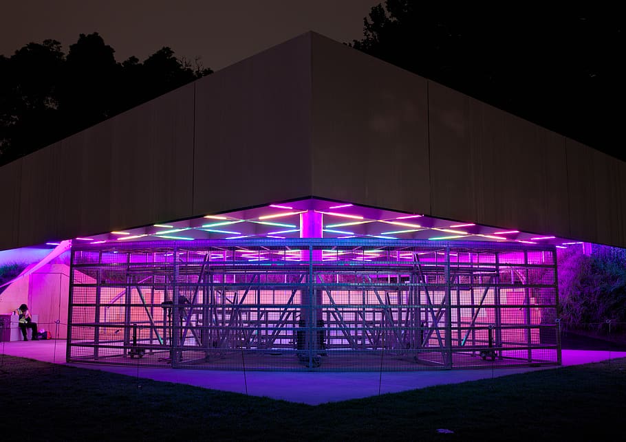 australia, melbourne, mpavilion, light, neon, timelapse, night HD wallpaper