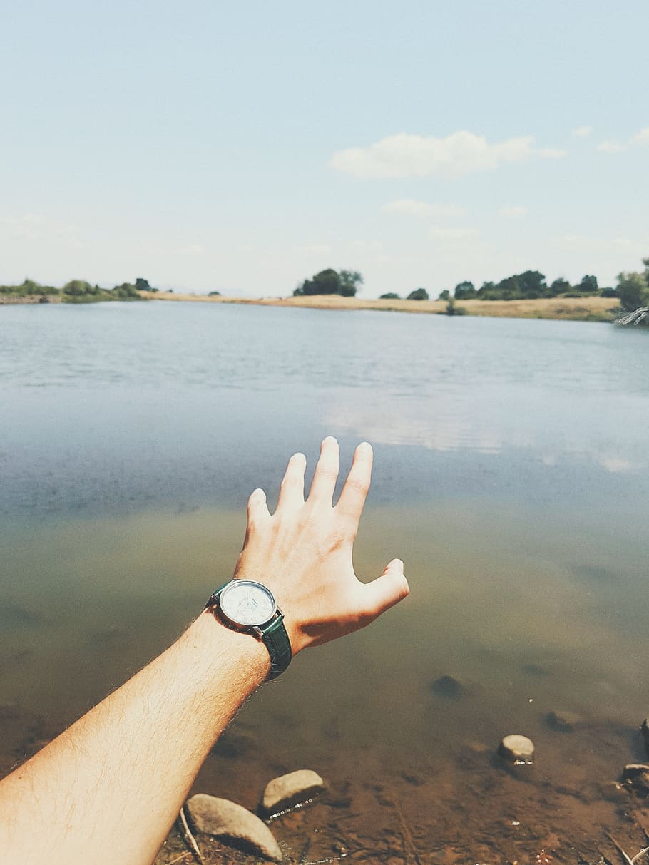 bulgaria, hand, watch, clock, nature, lifestyle, lake, wild HD wallpaper