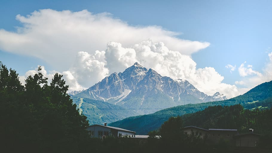 austria, mountain, clouds, trees, sky, scenics - nature, cloud - sky HD wallpaper