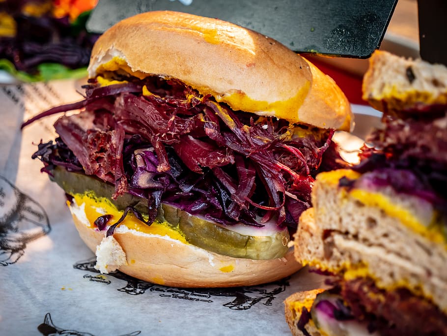 Burger With Vegetable, bread, buns, cuisine, delicious, dinner HD wallpaper