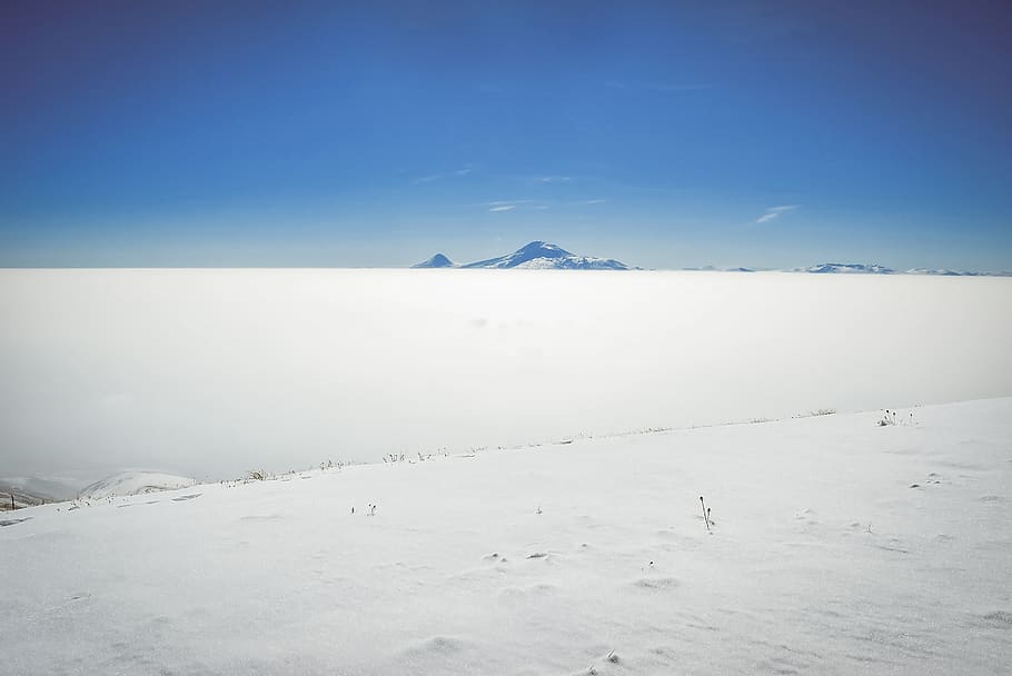 field covered with snow, nature, outdoors, soil, mountain, sand HD wallpaper