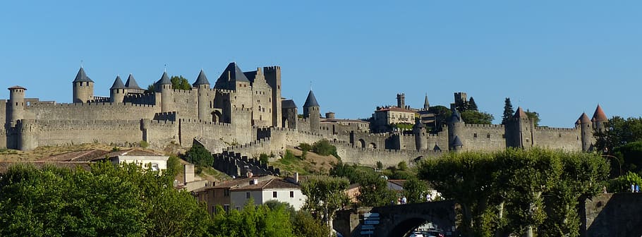 castle, carcassonne, medieval, fortress, france, building, tourism, HD wallpaper