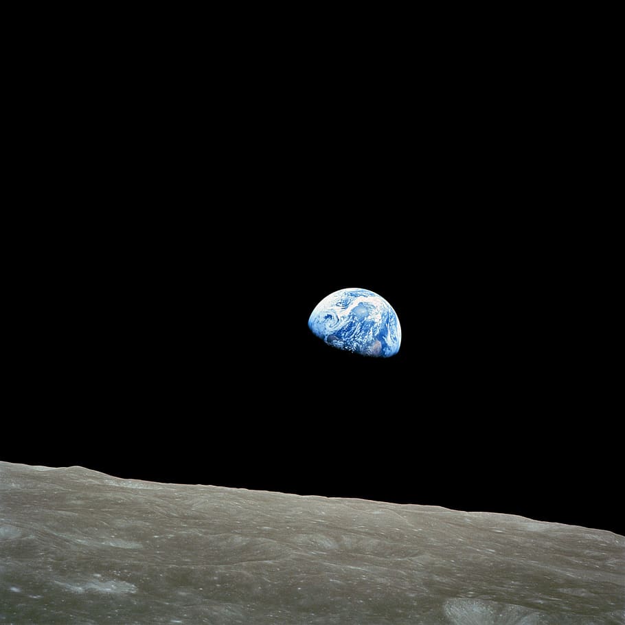 Blue and White Planet Display, astronomy, earth, lunar surface HD wallpaper