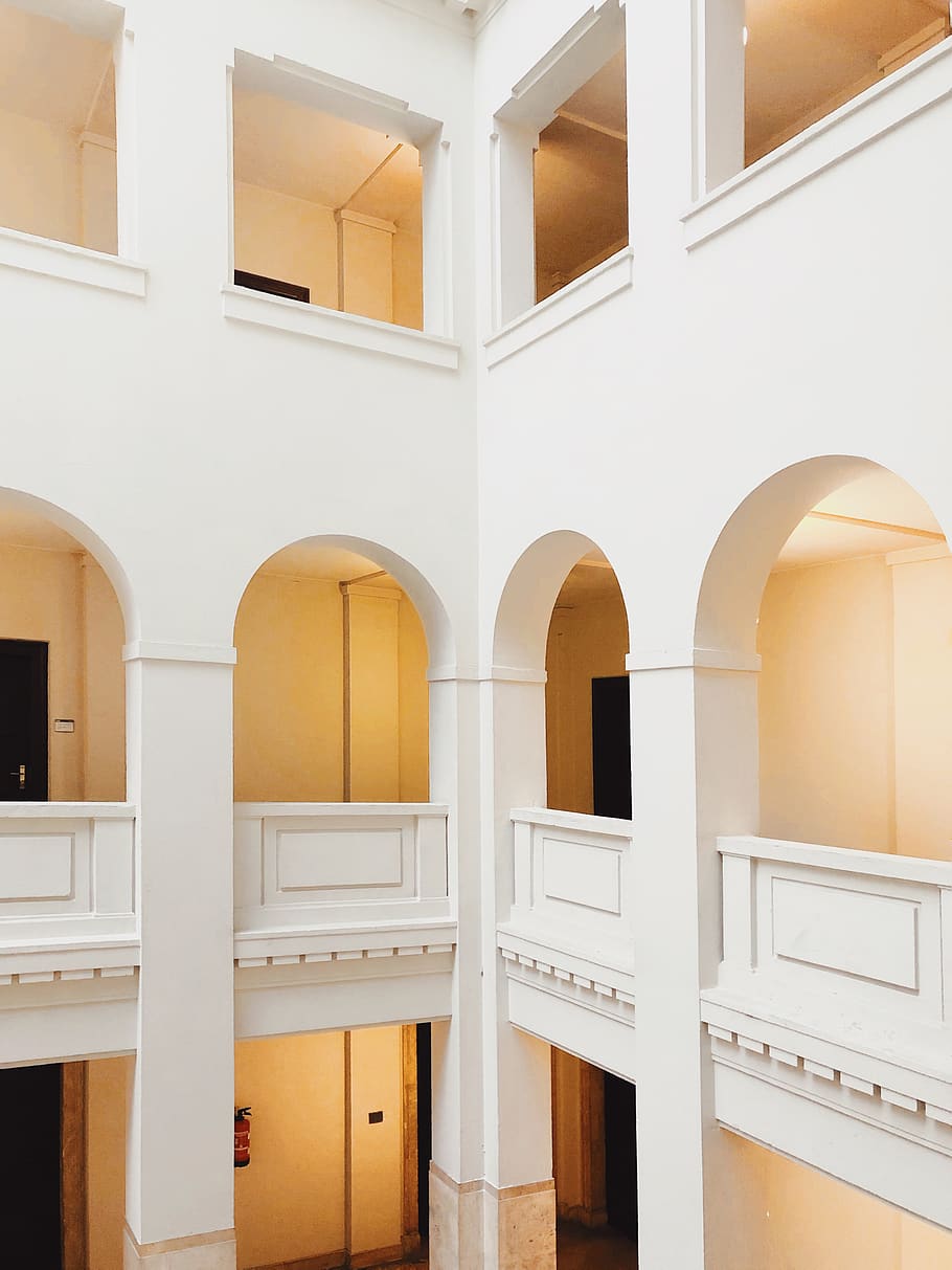 white painted building interior, built structure, architecture HD wallpaper