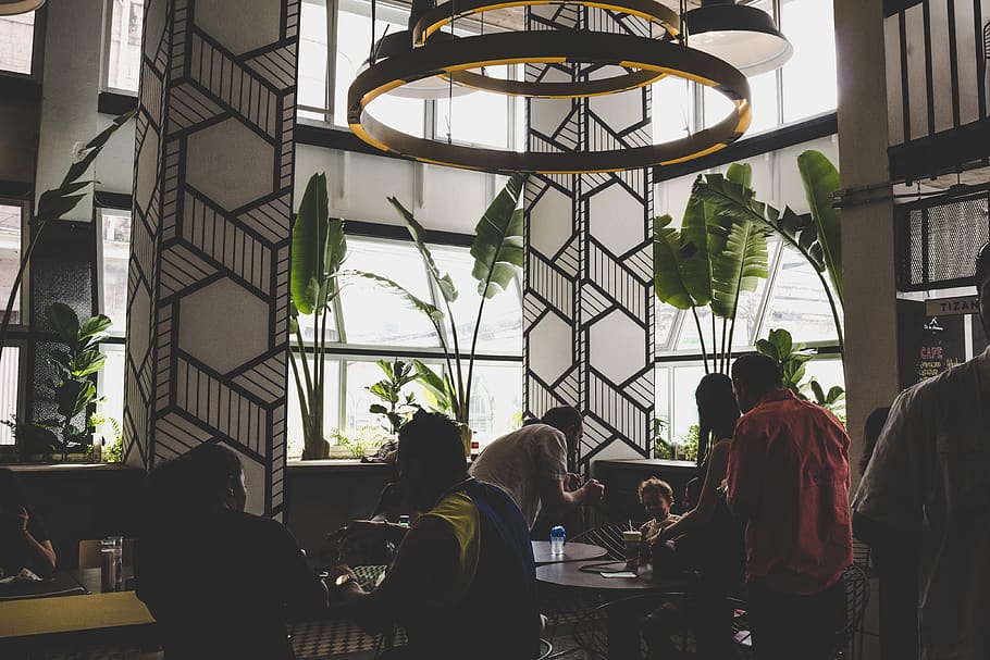 person, human, restaurant, cafeteria, indoors, interior design HD wallpaper
