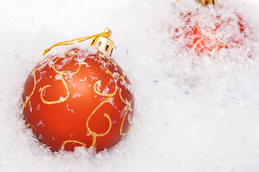 ball, snow, shine, isolated, wallpaper, decoration, fun, white HD wallpaper