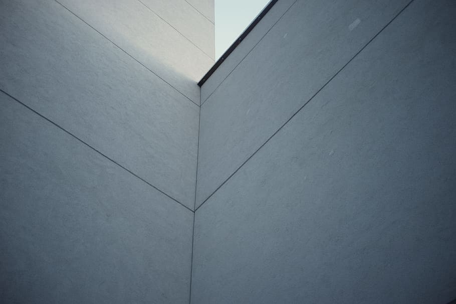 grey concrete wall, corner, light, lines, architetcure, minimal HD wallpaper