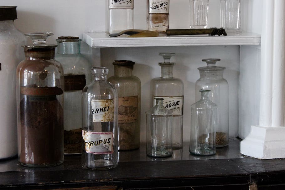 bottle, glass, worn, old, retro, medicine, vintage, container HD wallpaper