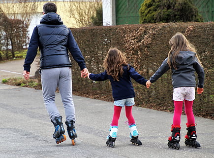 roller skates, can, total, relaxation, fun, dad, vacations HD wallpaper