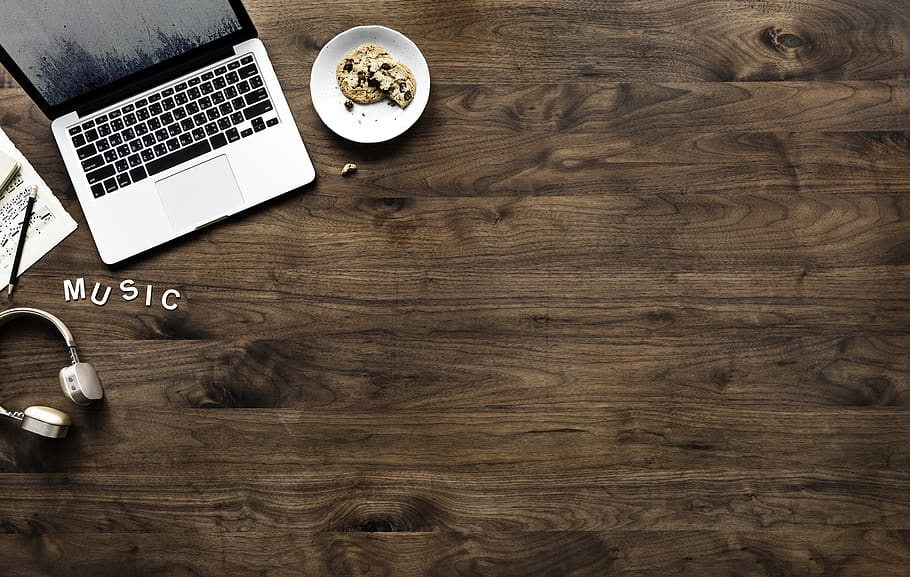 Photo of a Laptop Near Cookies, desk, device, electronics, flatlay HD wallpaper