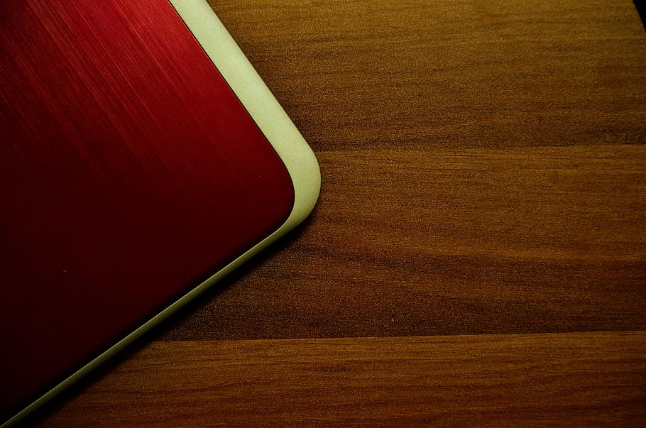 wood, komputer, computers, modern, red, colour, dell, wood - material, HD wallpaper