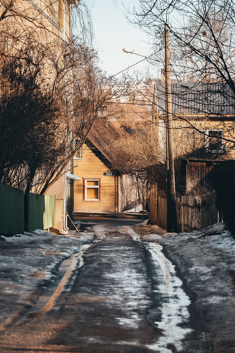 an icy road, nature, outdoors, building, countryside, hut, rural HD wallpaper