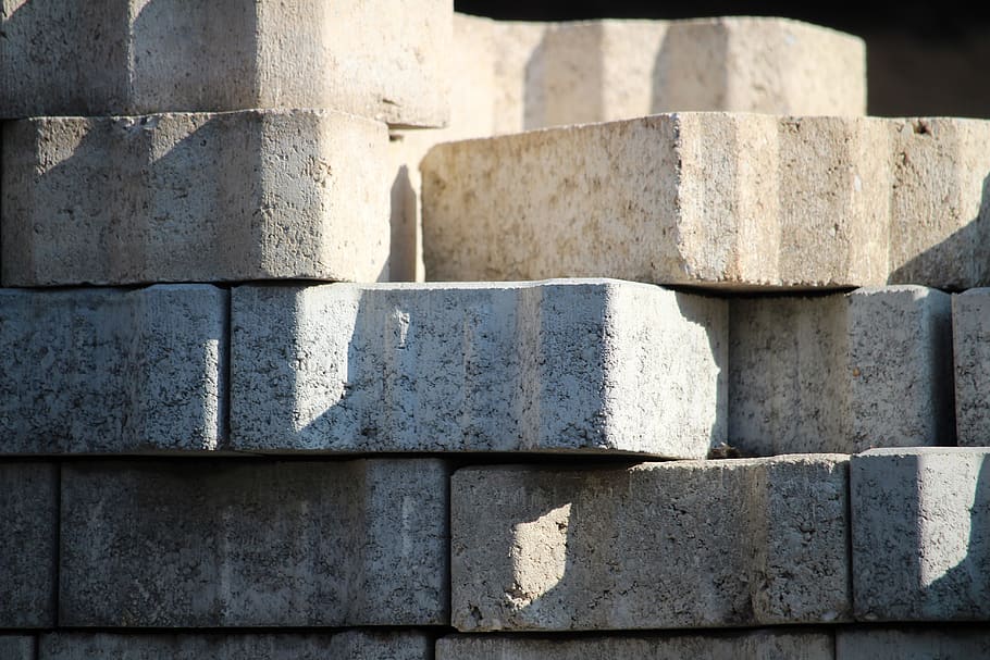 paving stones, bricks, concrete, grey, structure, patch, rau HD wallpaper