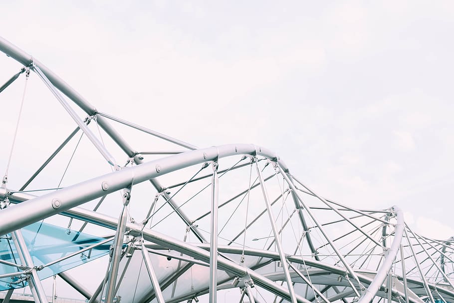white metal frame, roller coaster, amusement park, boat, transportation HD wallpaper