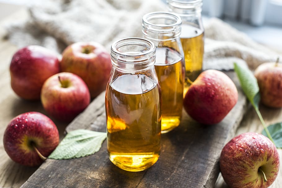 Three Clear Glass Bottles, apple, apple juice, beverage, delicious HD wallpaper