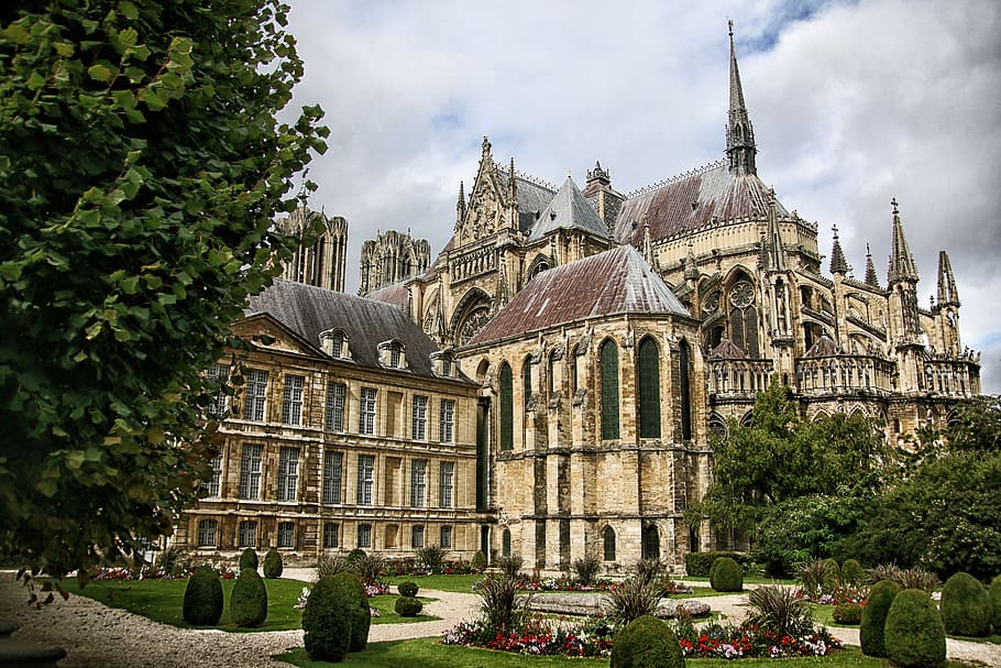 reims, cathedral, gothic, religion, statues, architecture, religious, HD wallpaper