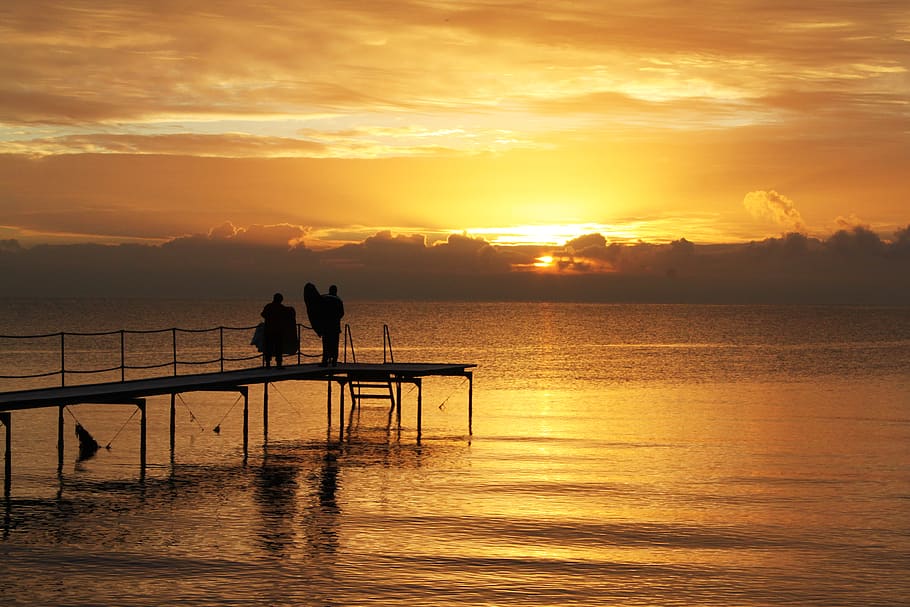 denmark, risskov, bridge, bathing, bathe, sun, sunrise, aarhus HD wallpaper