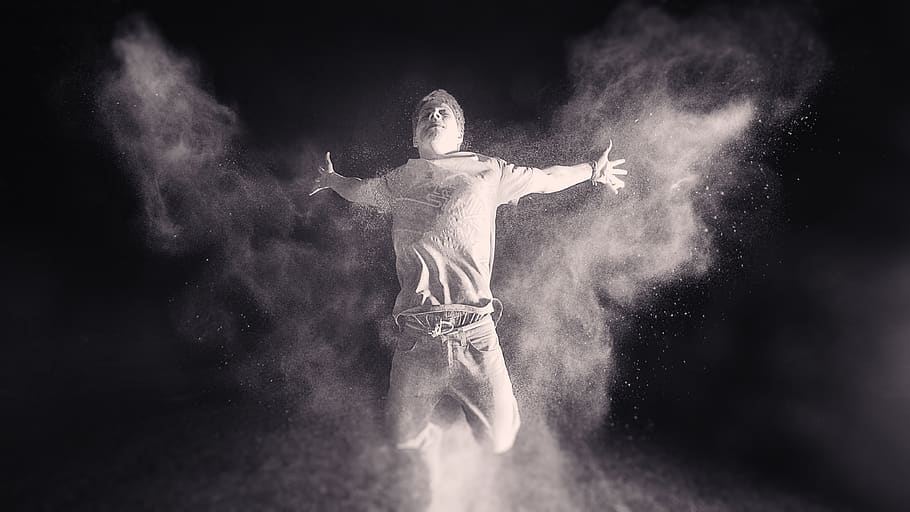 dancing, dust, holy, jesu, black background, limb, body part HD wallpaper
