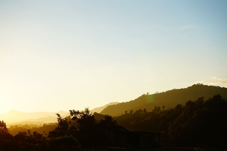 nature, outdoors, mountain, sunset, sunrise, sky, mountain range HD wallpaper