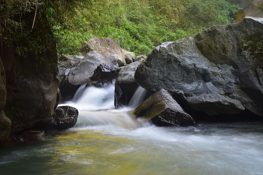 river at daytime, nature, water, outdoors, waterfall, stream HD wallpaper