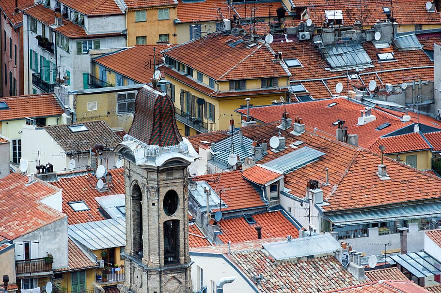 france, nice, vieille ville, urban, buildings, tiles, roofs, HD wallpaper