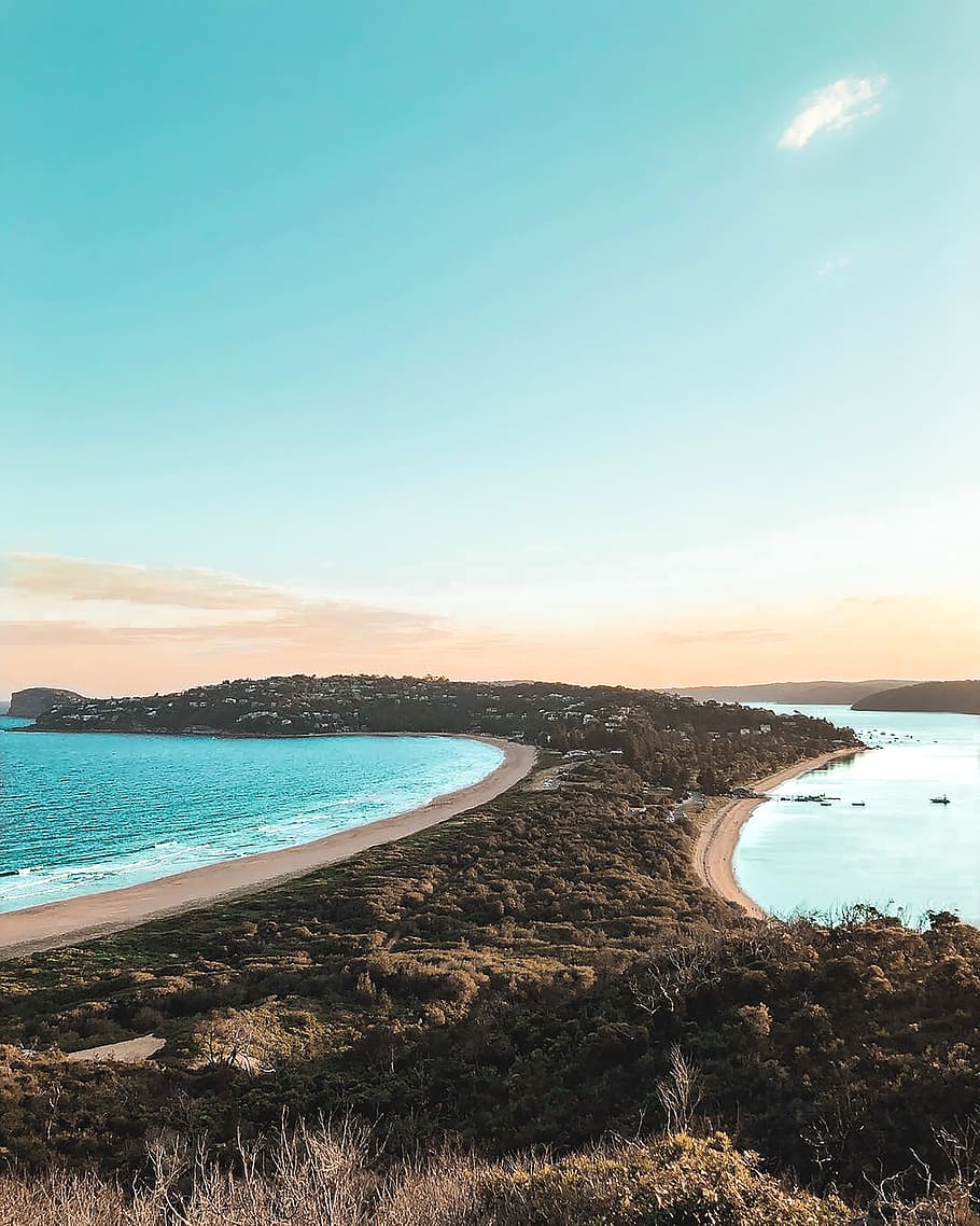 Seashore, aerial photography, aerial shot, aerial view, australia HD wallpaper
