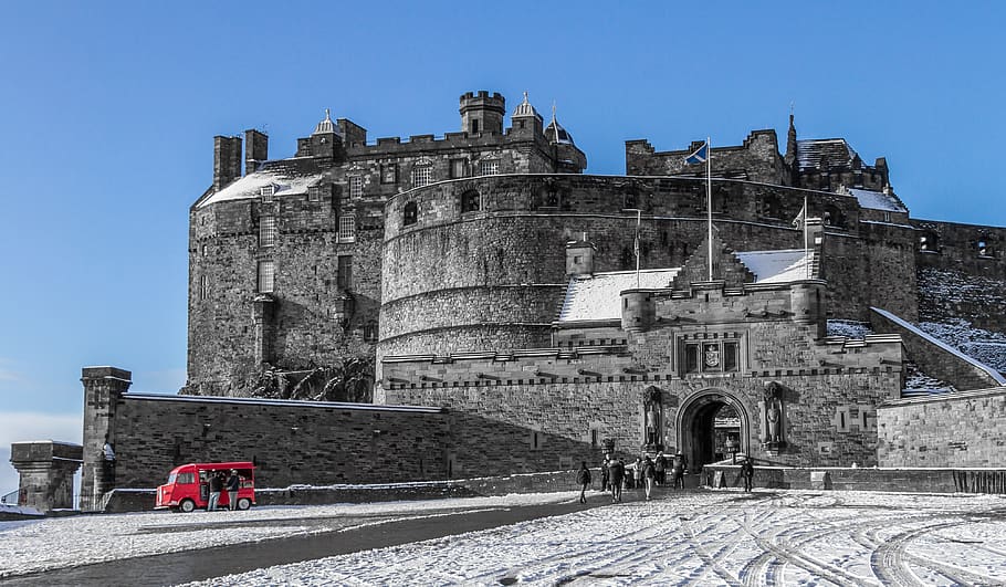 edinburgh, castle, winter, architecture, building exterior HD wallpaper