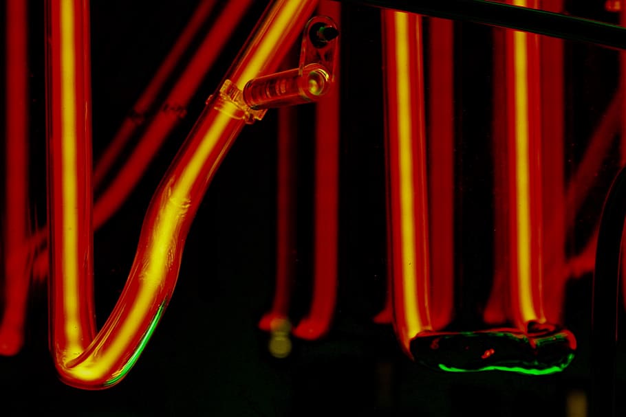 orange neon signage, light, bicycle, vehicle, transportation HD wallpaper