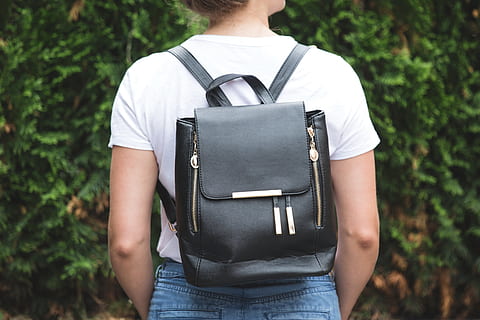 Black Gold Fashion Backpack Photo, School, Bag, Handbag, Young adult HD wallpaper