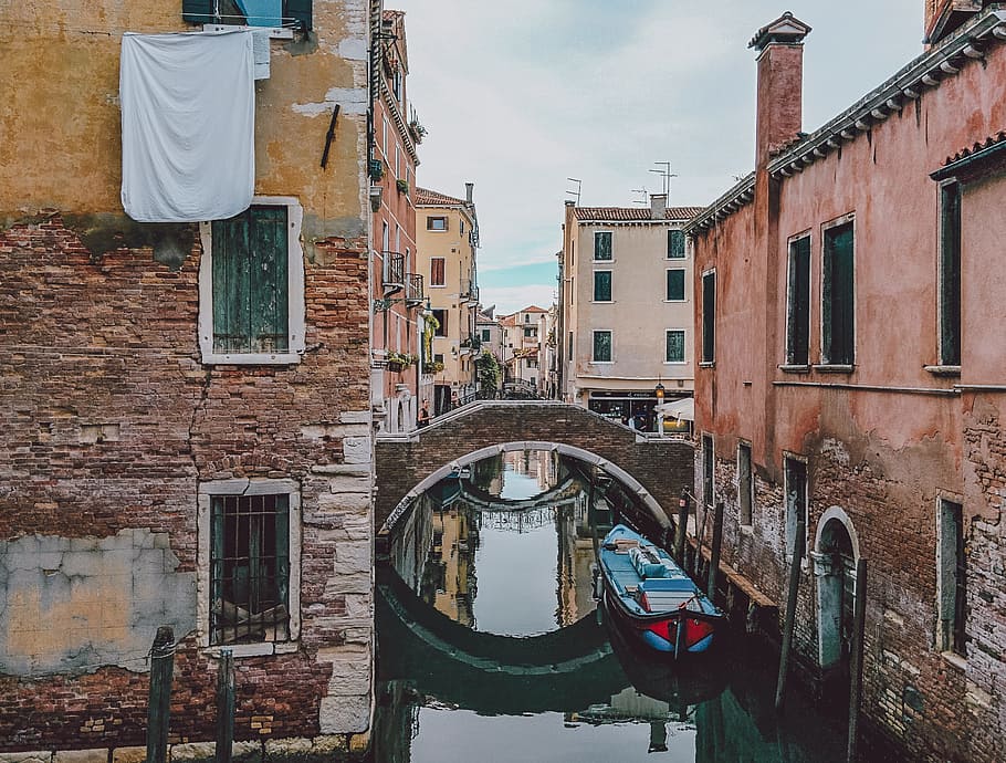 Venice Canal, Italy, river, bridge, reflection, riverside, town HD wallpaper