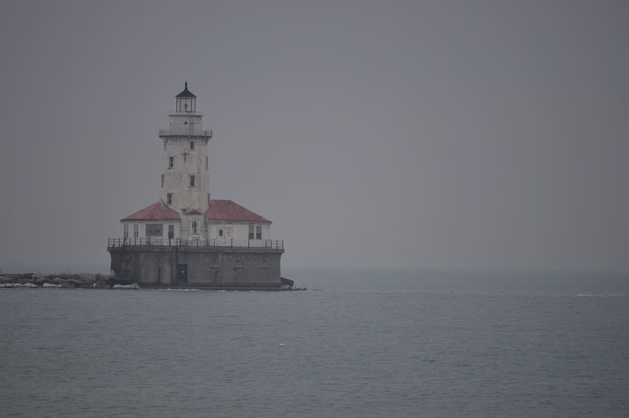 architecture, building, tower, lighthouse, beacon, lake Michigan HD wallpaper