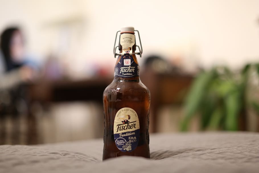 fischer, beer, alcohol, tradition, container, bottle, table HD wallpaper