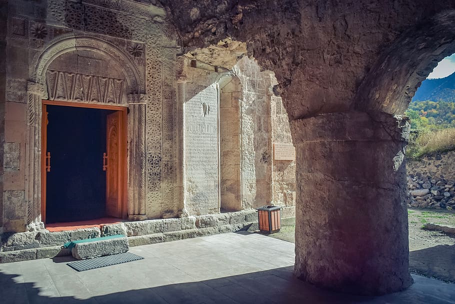 crypt, door, archaeology, flagstone, building, architecture HD wallpaper