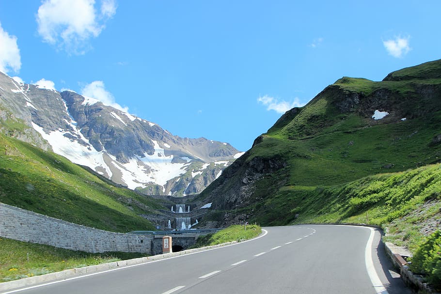 grossglockner, austria, mountains, nature, panorama, road, transportation HD wallpaper