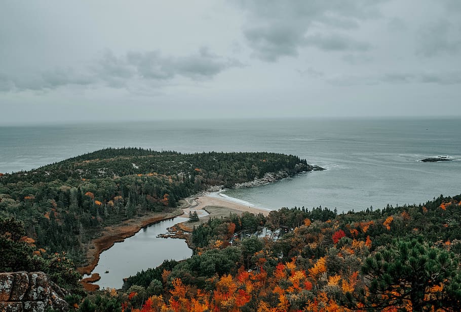 seashore, promontory, united states, bar harbor, beehive trail HD wallpaper