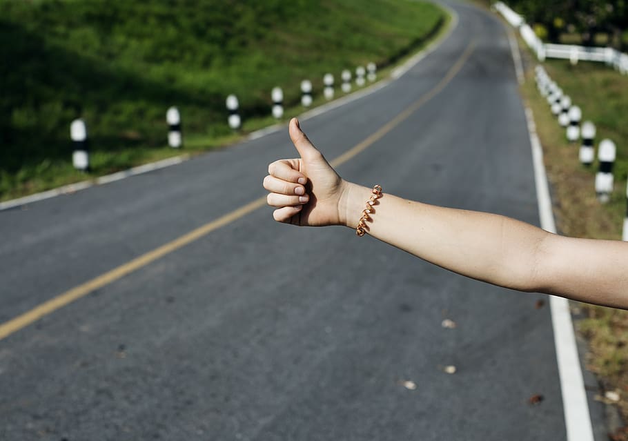 Person's Right Hand, arm, asphalt, blur, close-up, fingers, focus HD wallpaper