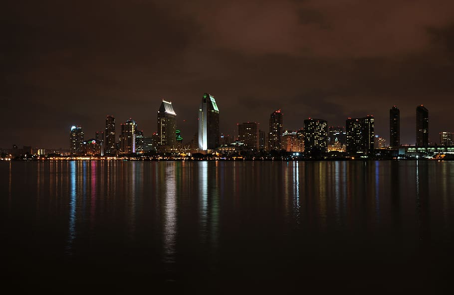 San Diego at night, buildings, ceenter, centre, city, downtown HD wallpaper