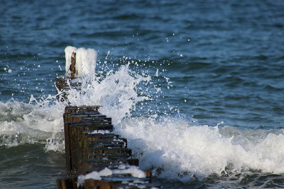 sea, water, spray, cold, motion, splashing, wave, nature, aquatic sport HD wallpaper